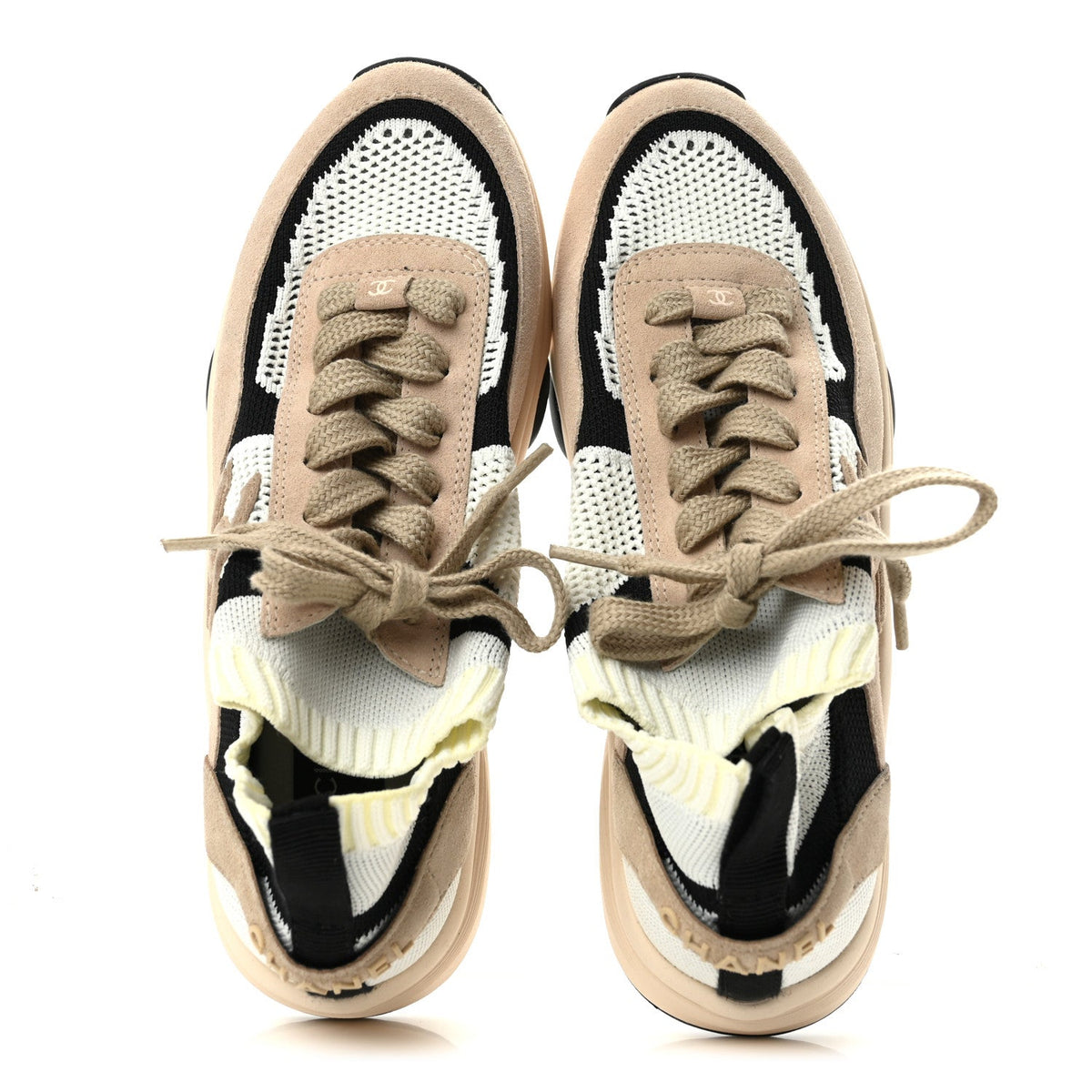 Mesh Suede Fabric Womens CC Sneakers 39 Pink White Black