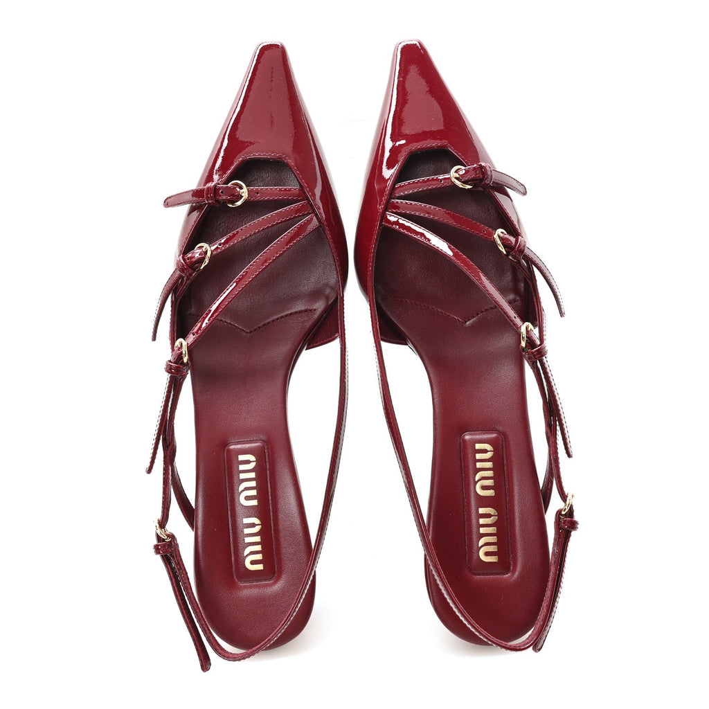 Vernice Buckle 55mm Slingback Pumps 39 Porpora