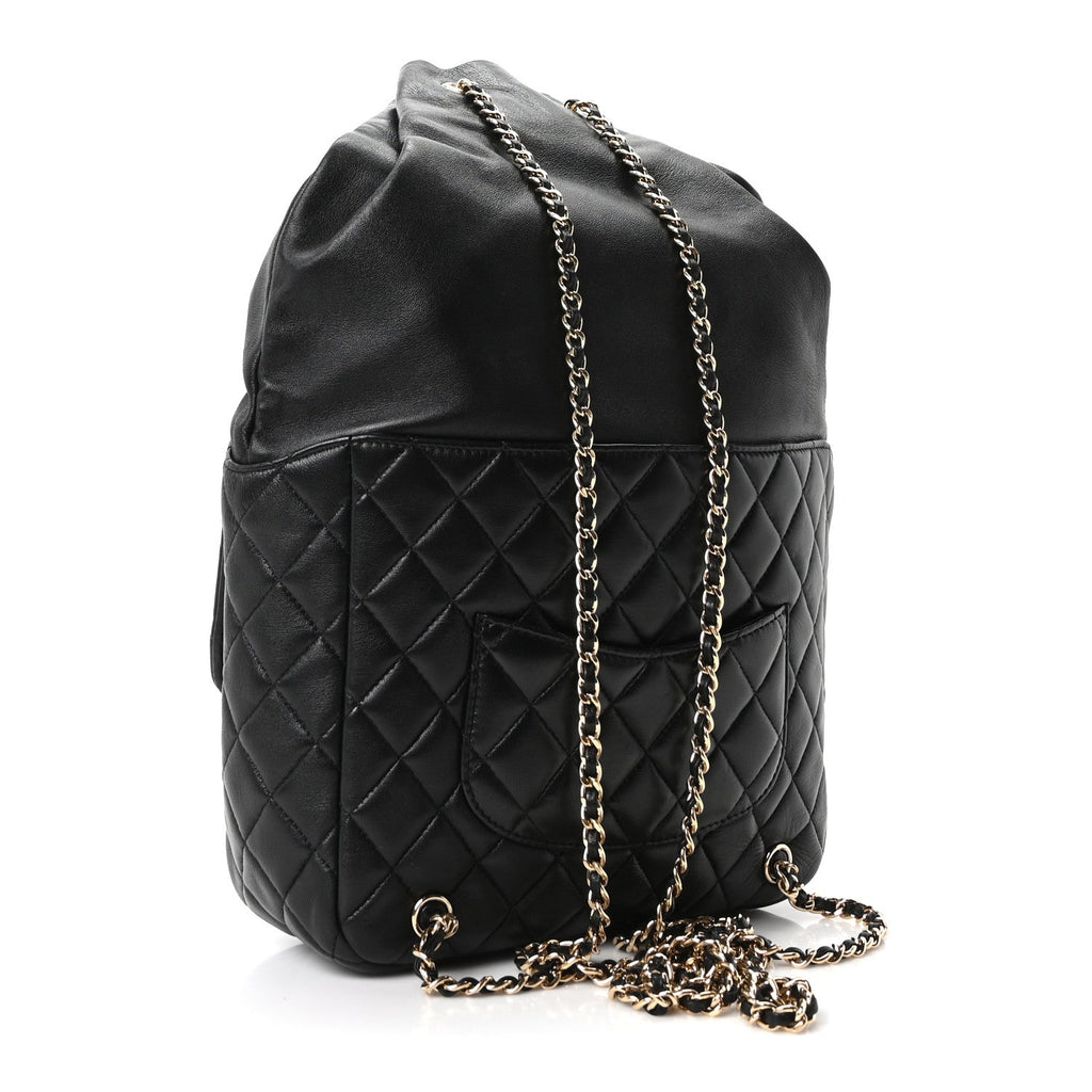 Lambskin Quilted Large in Seoul Backpack Black