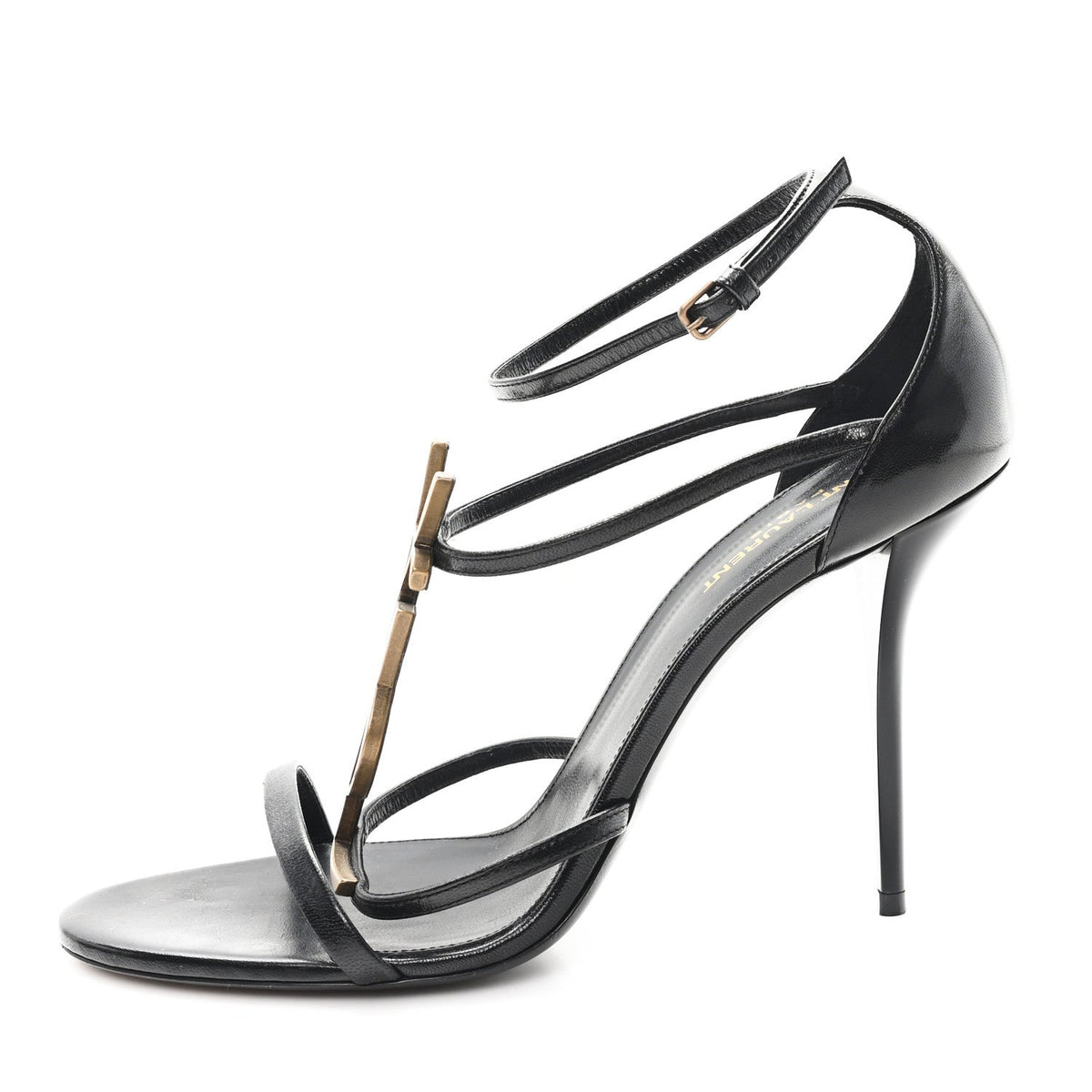 Calfskin Cassandra 100 Ankle Strap Sandals 41 Black