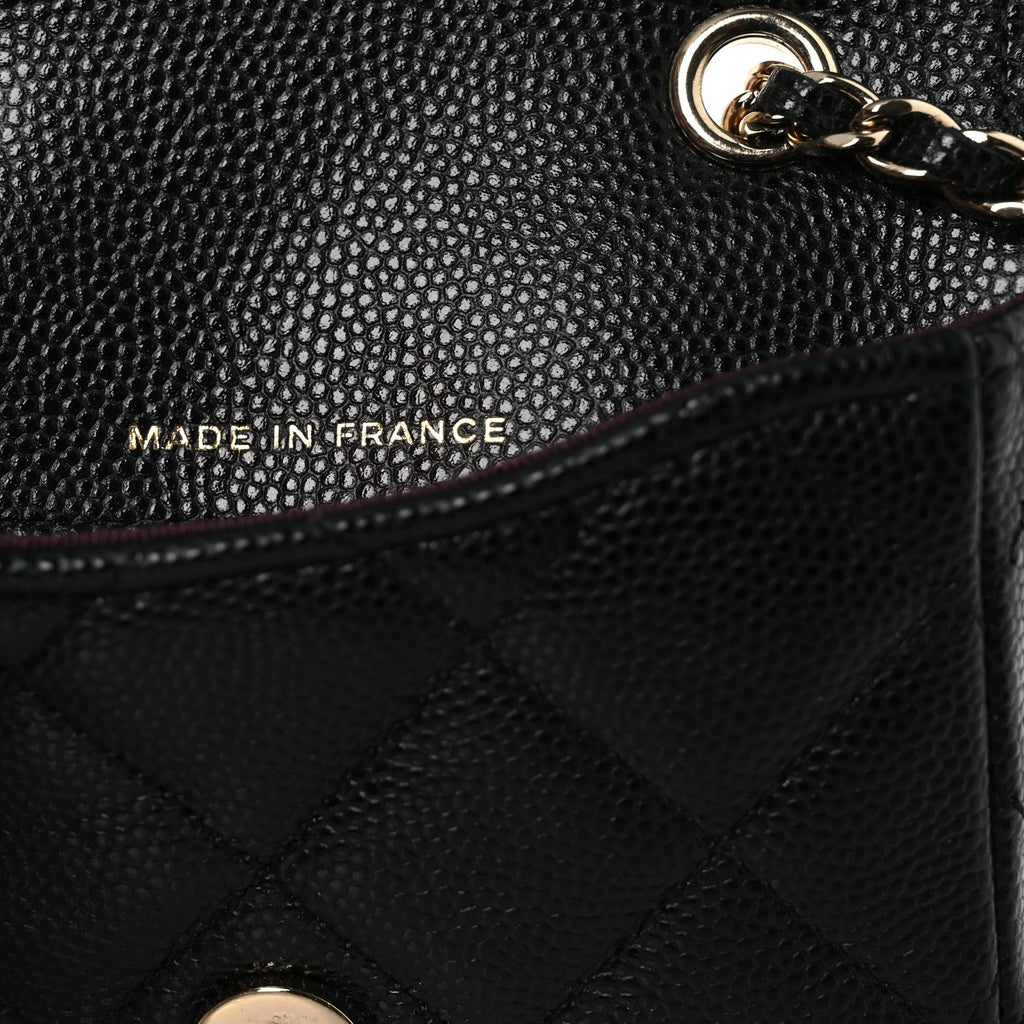 Caviar Quilted Mini Chain Belt Bag Black