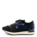 Patent Calfskin Neoprene Mesh Suede Mens Race Runner Sneakers 43 Black Navy