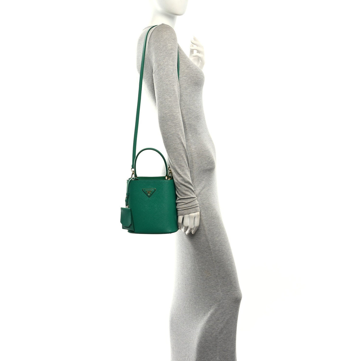 Saffiano Cuir Calfskin Small Panier Bucket Bag Mango