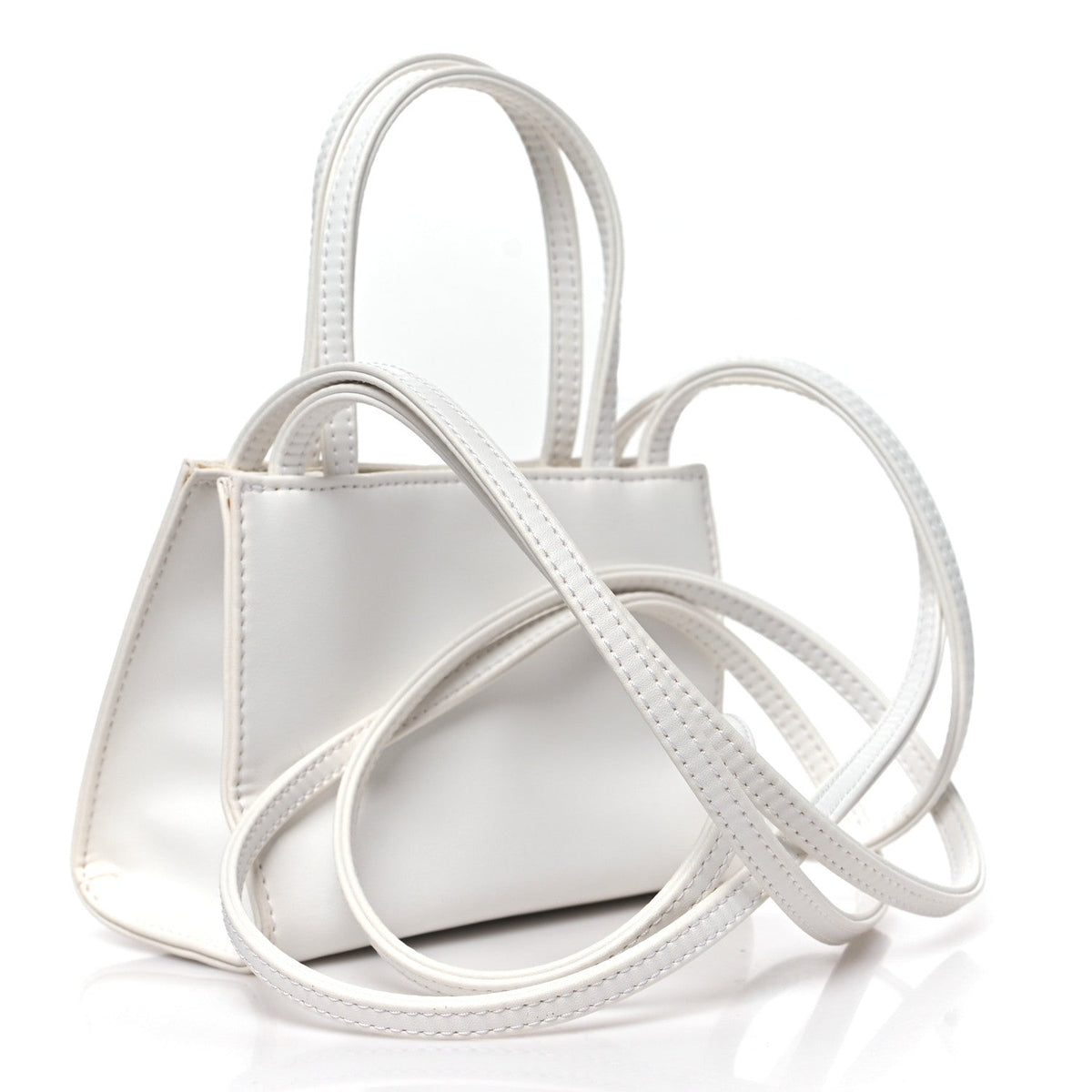 Vegan Leather Small Shopping Bag White