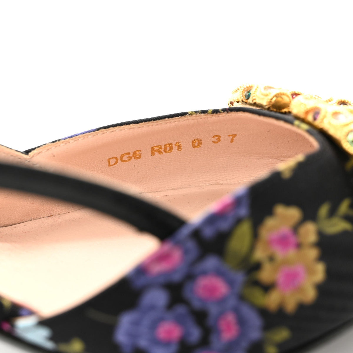 Satin Moire Floral Vlogo Loco Slingback 80mm Pumps 37 Black Multicolor