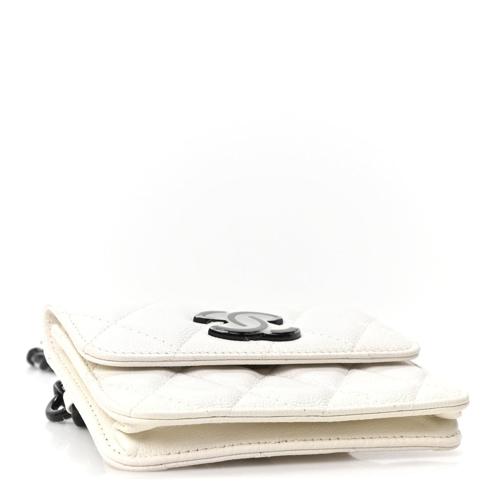 Caviar Quilted My Everything Belt Flap Card Holder White
