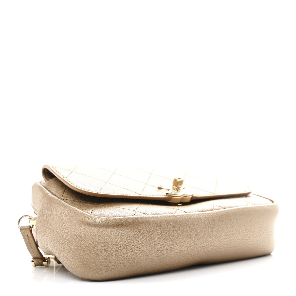 Metallic Goatskin Quilted Casual Trip Waist Bag Beige