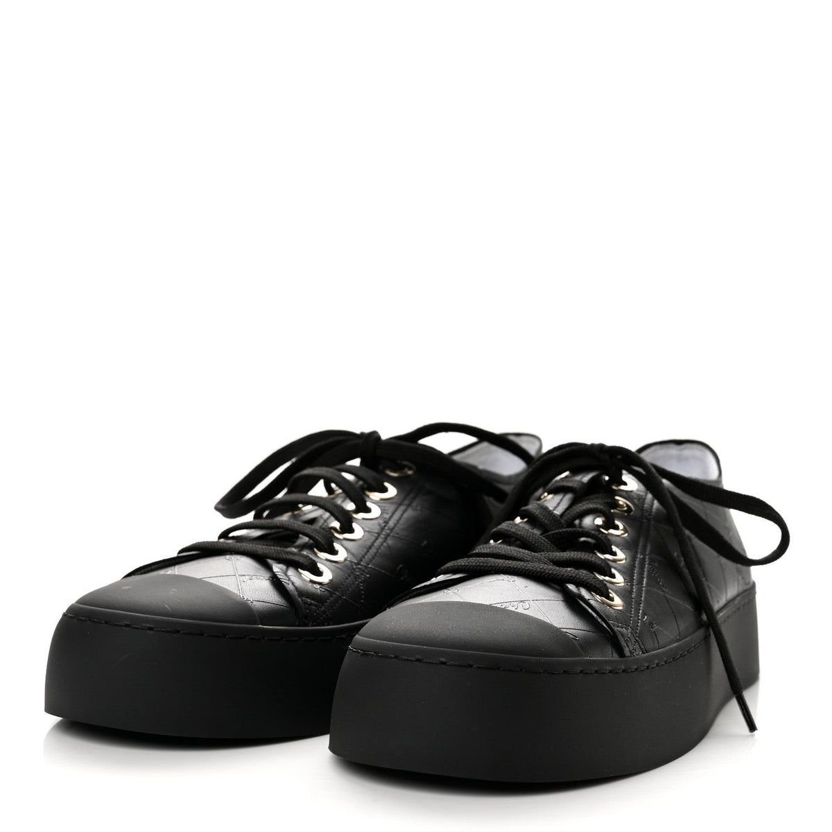 Lambskin Printed Logo Sneakers 38 Black