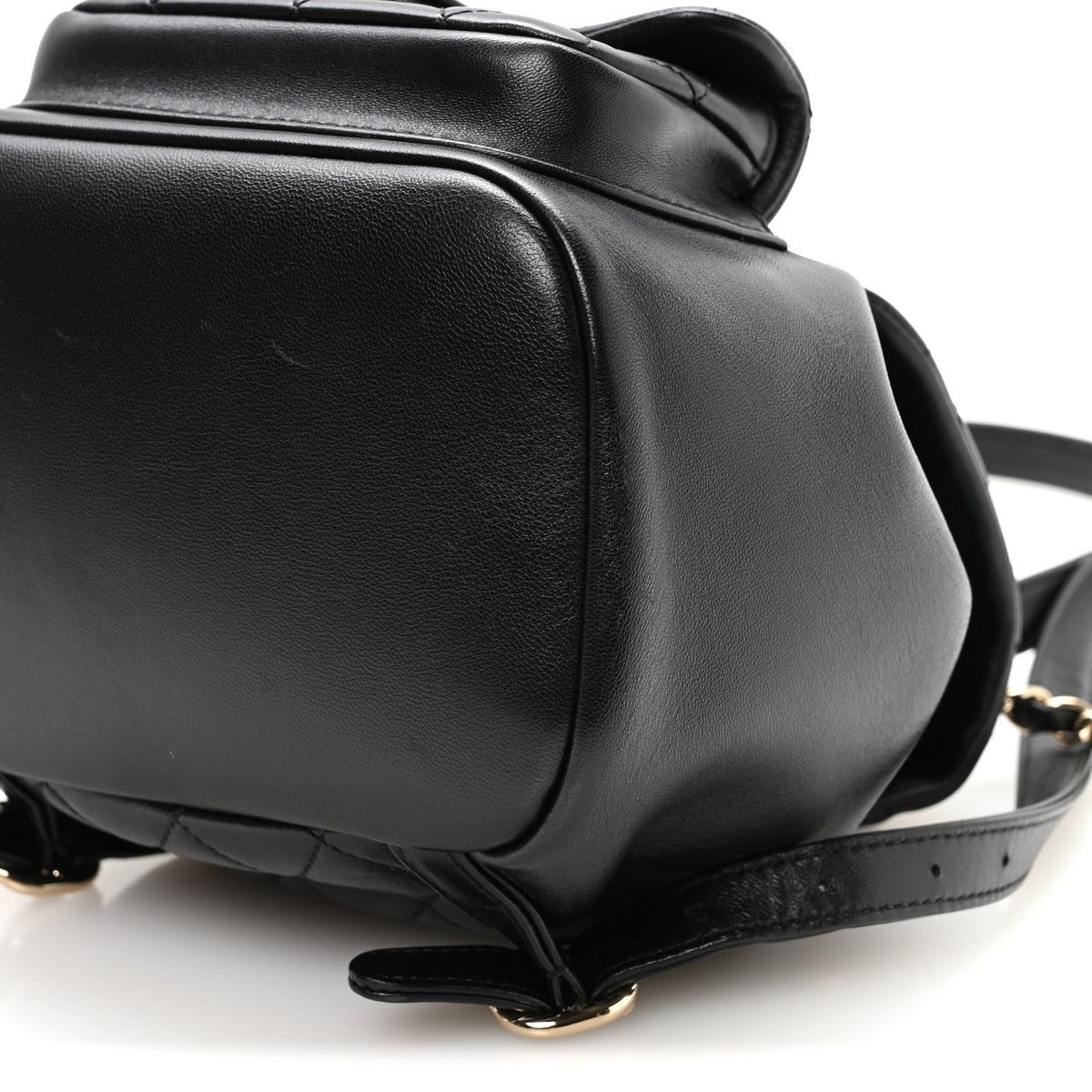 Lambskin Quilted Small Duma Drawstring Backpack Black