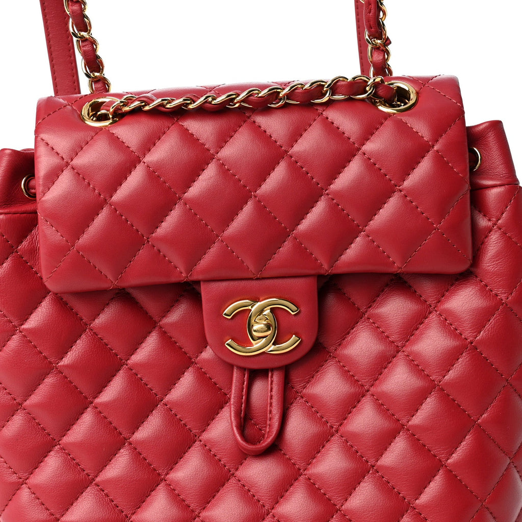 Lambskin Quilted Small Urban Spirit Backpack Red