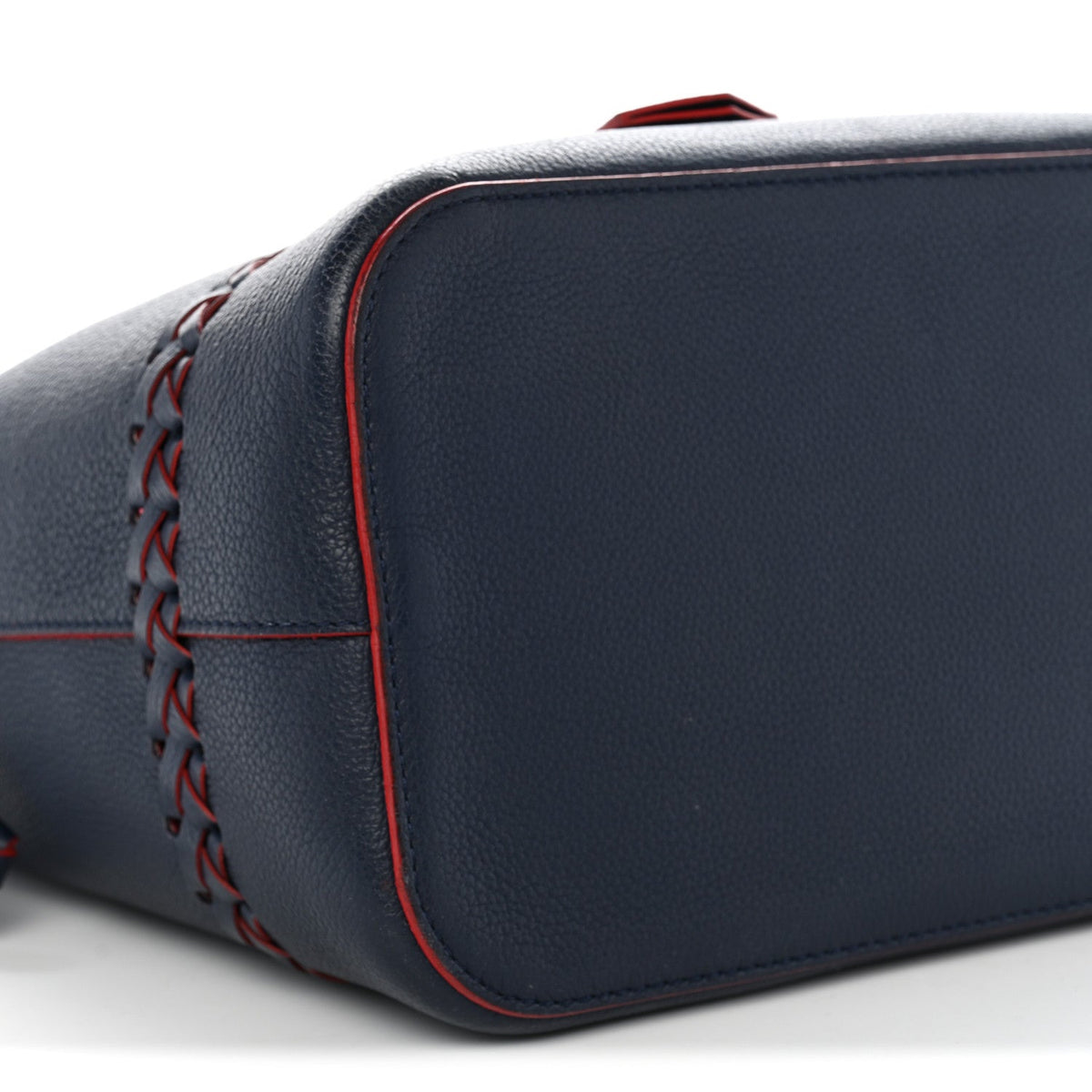 Soft Calfskin Braided Lockme Bucket Marine Rouge