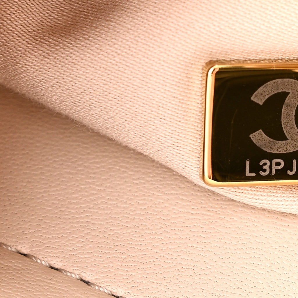 Lambskin Resin Quilted Small Bucket Bag Beige