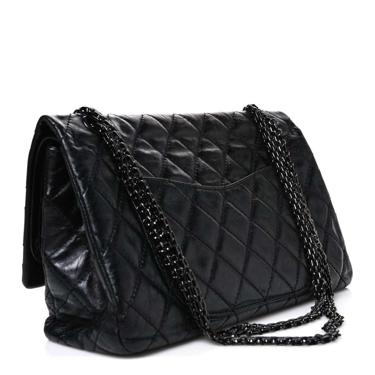 Metallic Aged Calfskin Quilted 2.55 Reissue 227 Flap So Black