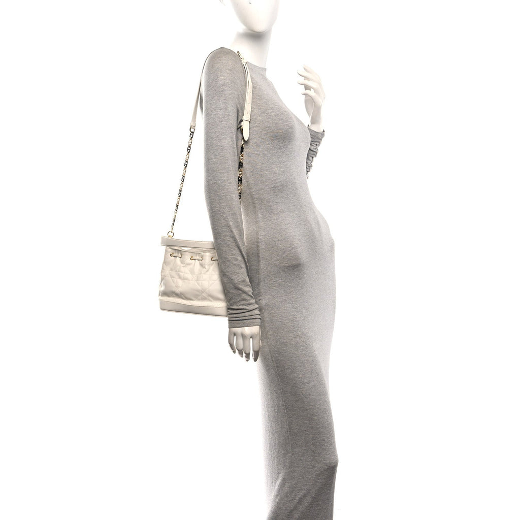 Lambskin Macrocannage Jolie Bucket Bag Latte