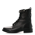 Calfskin Rockstud Combat Ankle Boots 37 Black