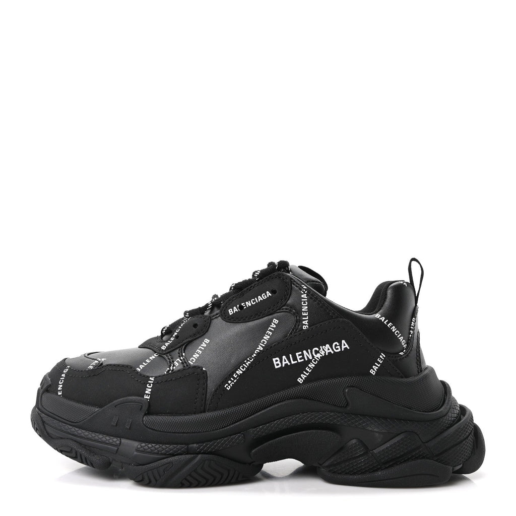 Technical Fabric Allover Logo Mens Triple S Sneakers 40 Black White