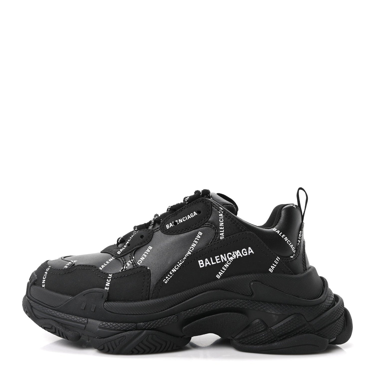 Technical Fabric Allover Logo Mens Triple S Sneakers 40 Black White