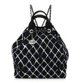 Canvas Printed Airline Drawstring Bag Black Blue