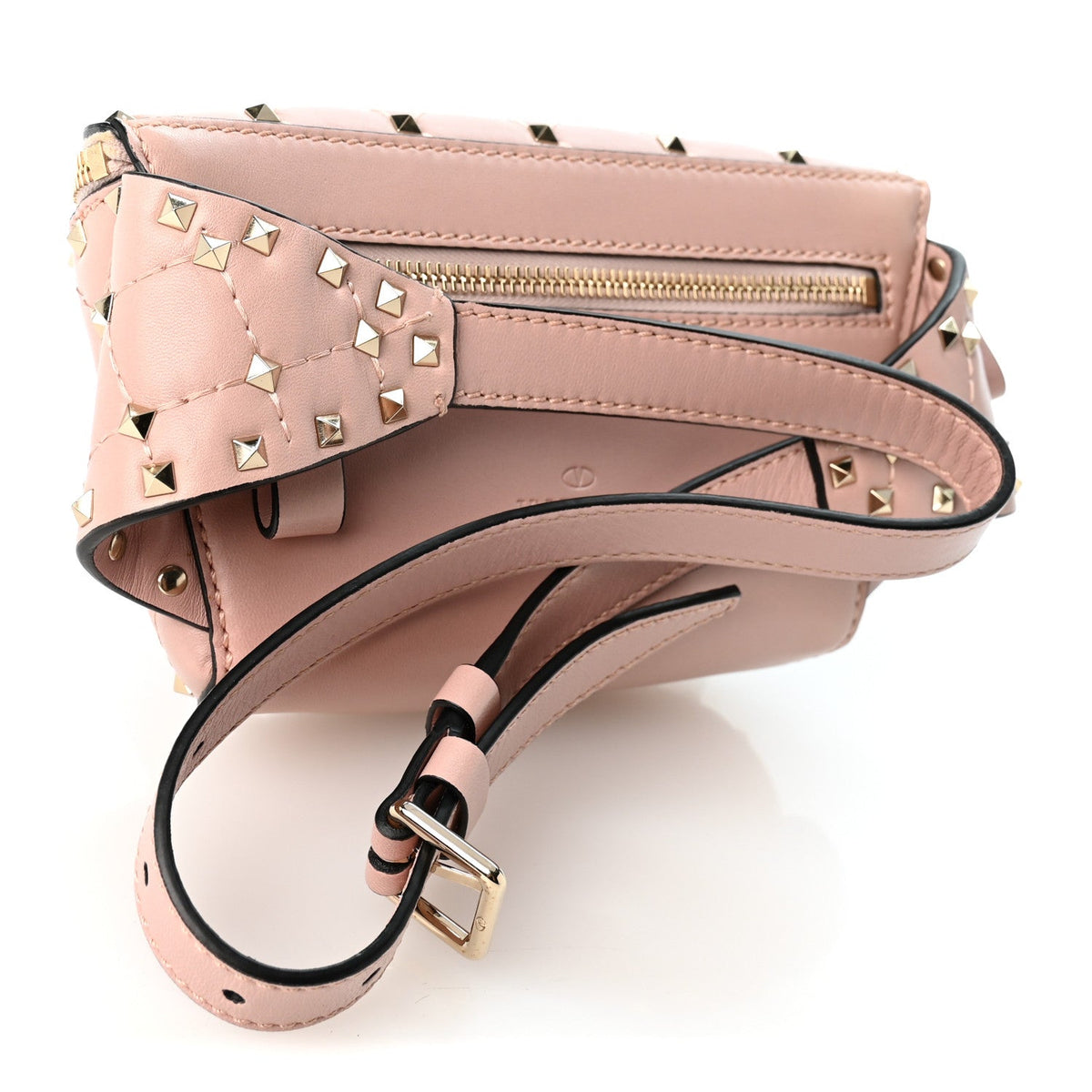 Lambskin Rockstud Spike Belt Bag 85 Water Rose