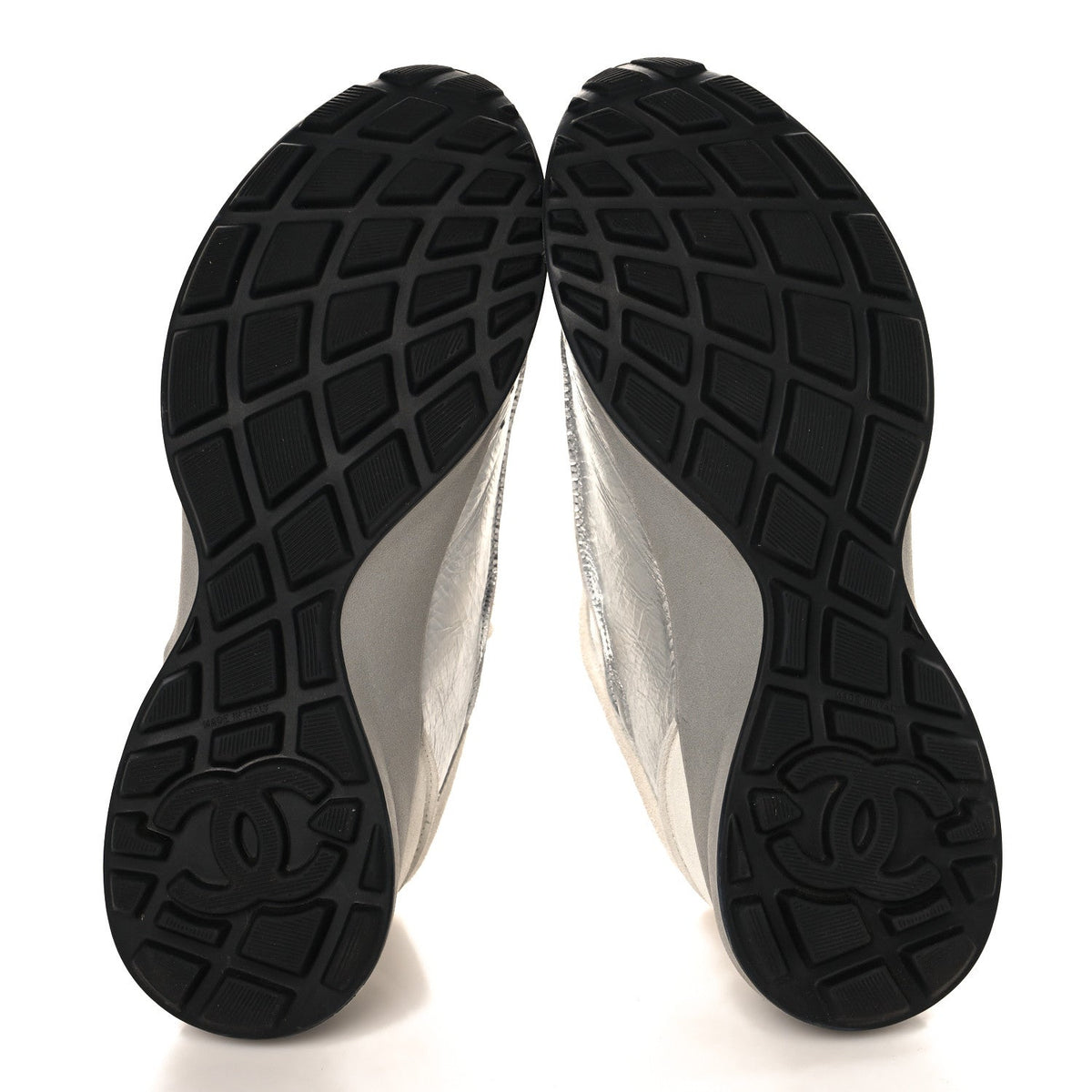 Laminated Calfskin Suede CC Sneakers 39.5 Silver Light Grey