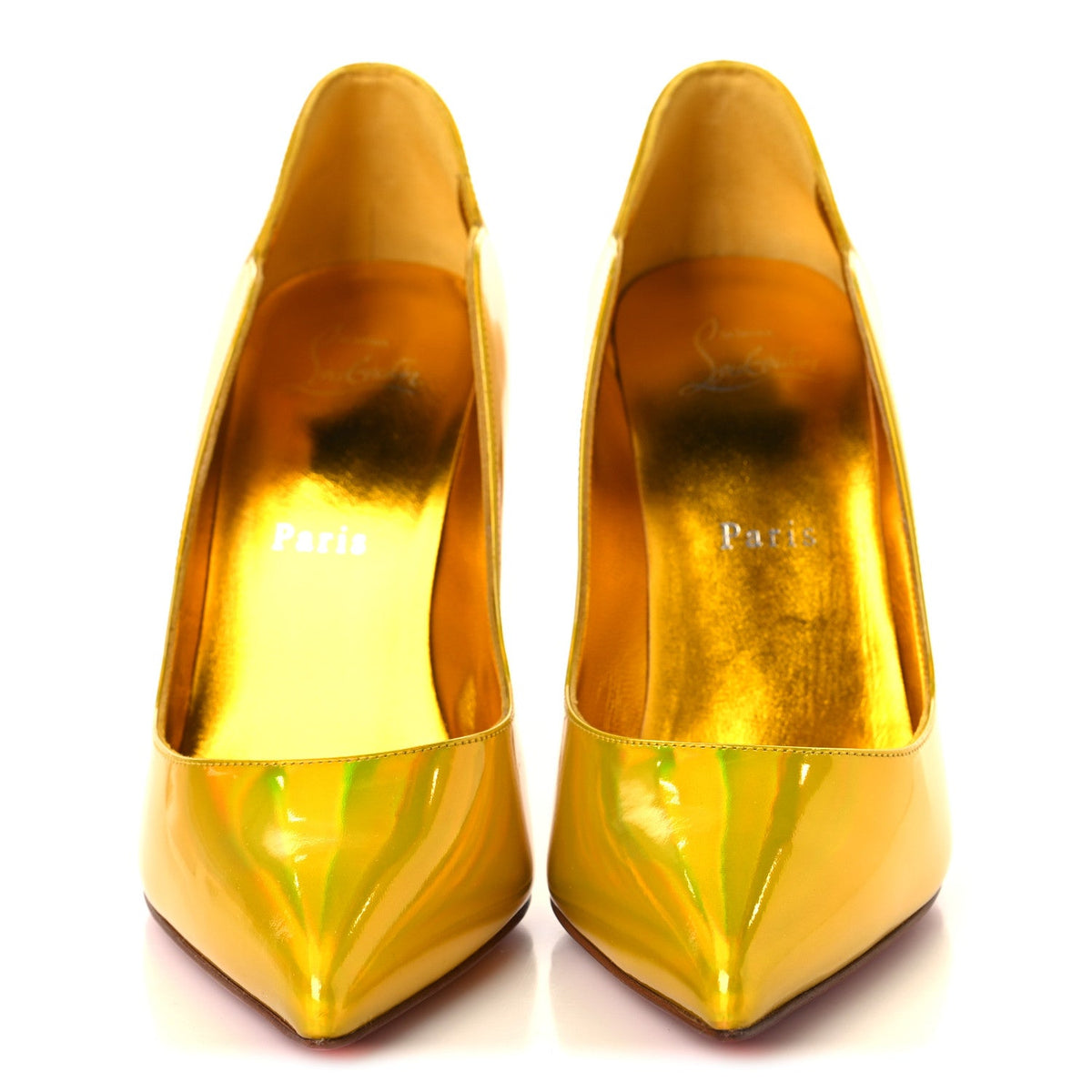 Metallic Patent Hot Chick 100 Pumps 38 Yellow
