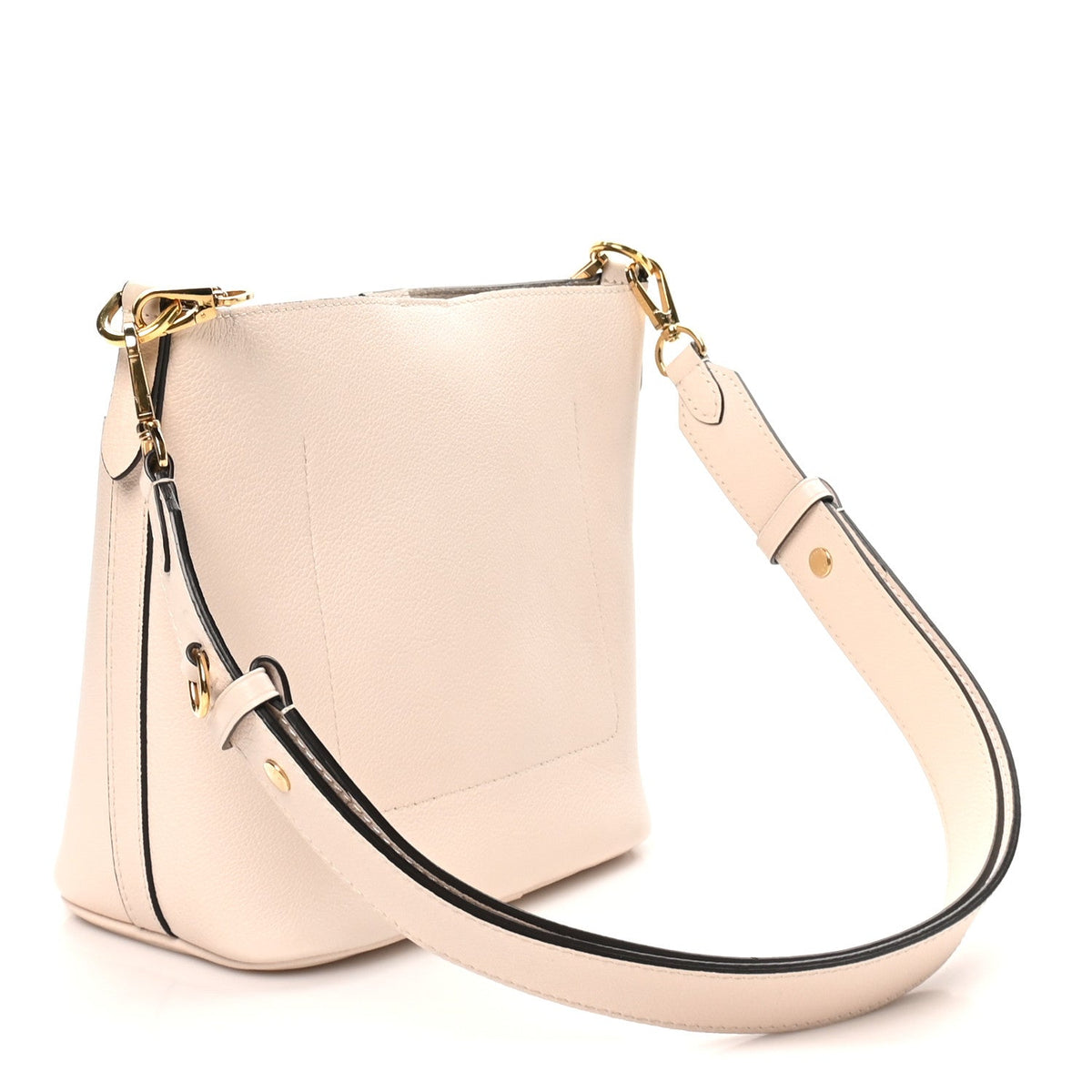 Grained Calfskin Lock and Walk Bucket Quartz