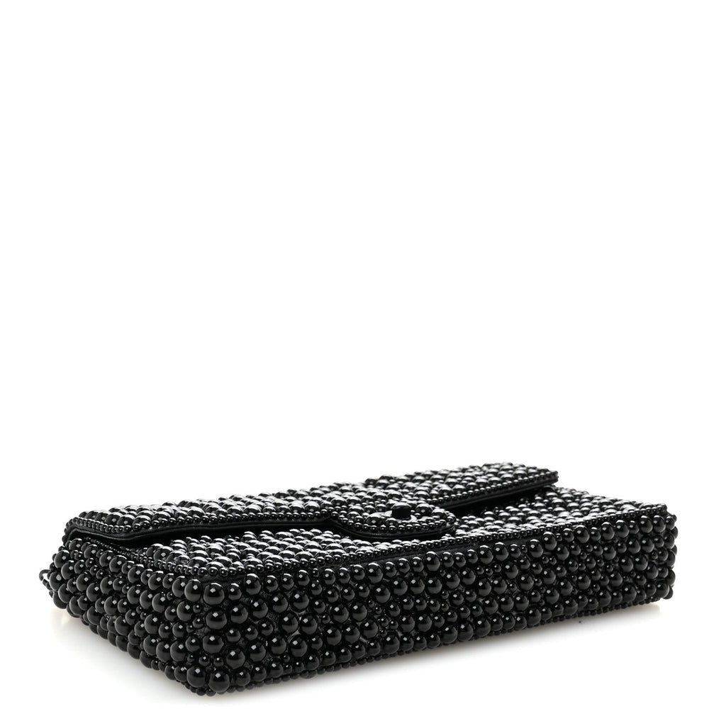 Pearl Beaded East West Flap Black So Black