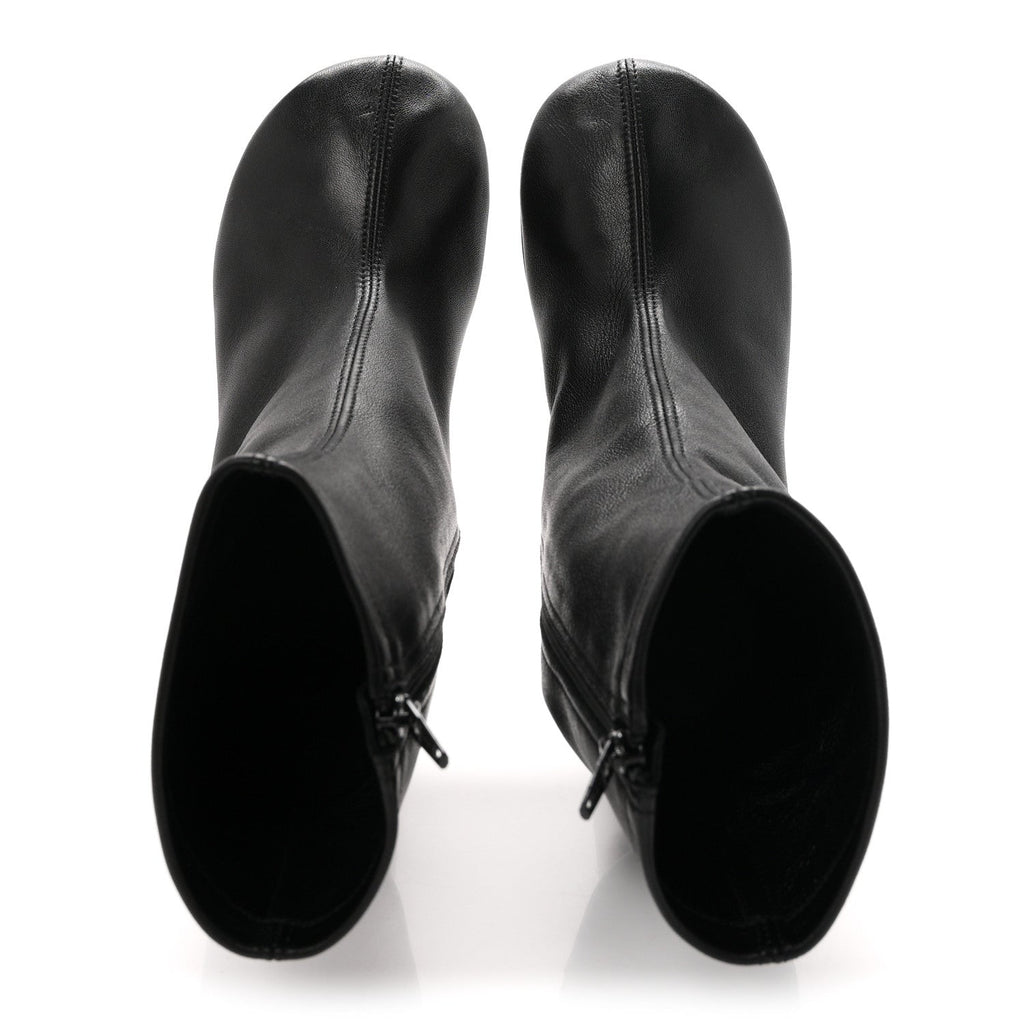 Shiny Soft Sheepskin Glove 80mm Ankle Boots 37.5 Black