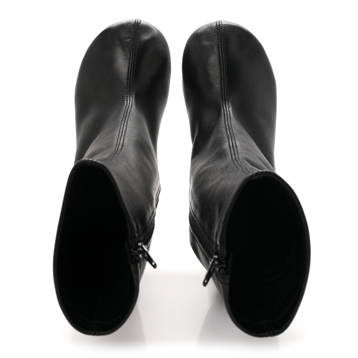 Shiny Soft Sheepskin Glove 80mm Ankle Boots 37.5 Black