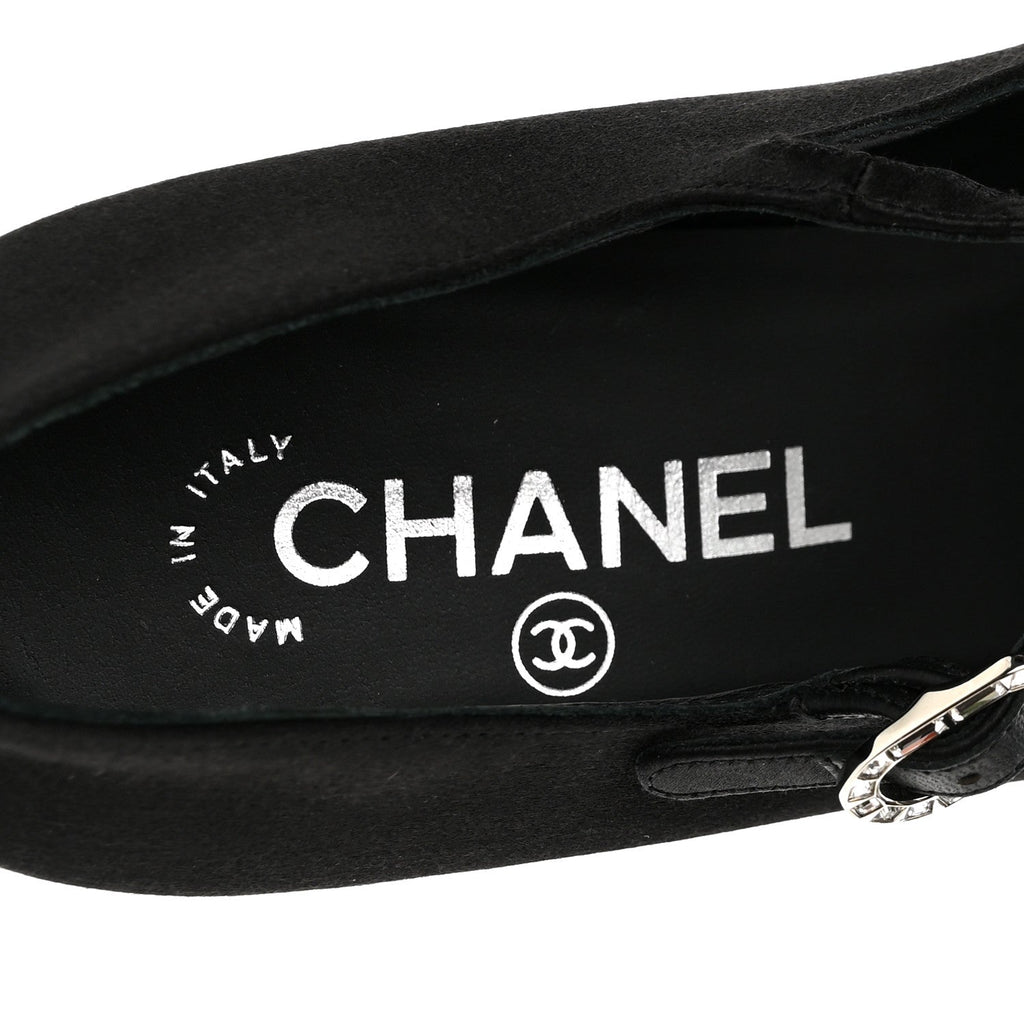 Satin Crystal Mary Jane Pumps 39 Black