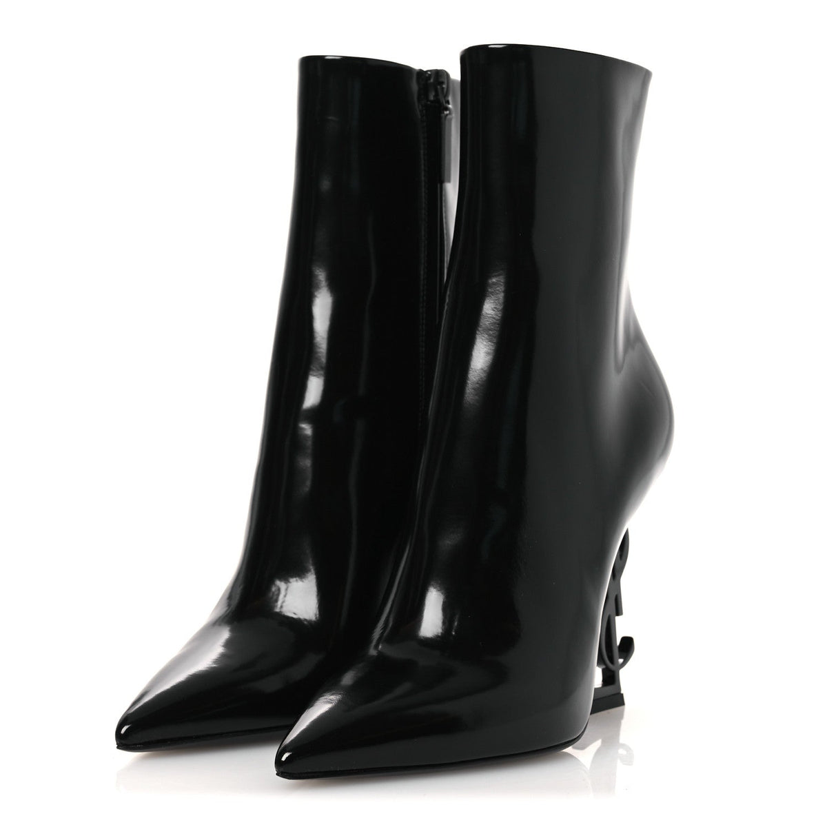Glazed Calfskin Opyum Ankle Boots 36 Black