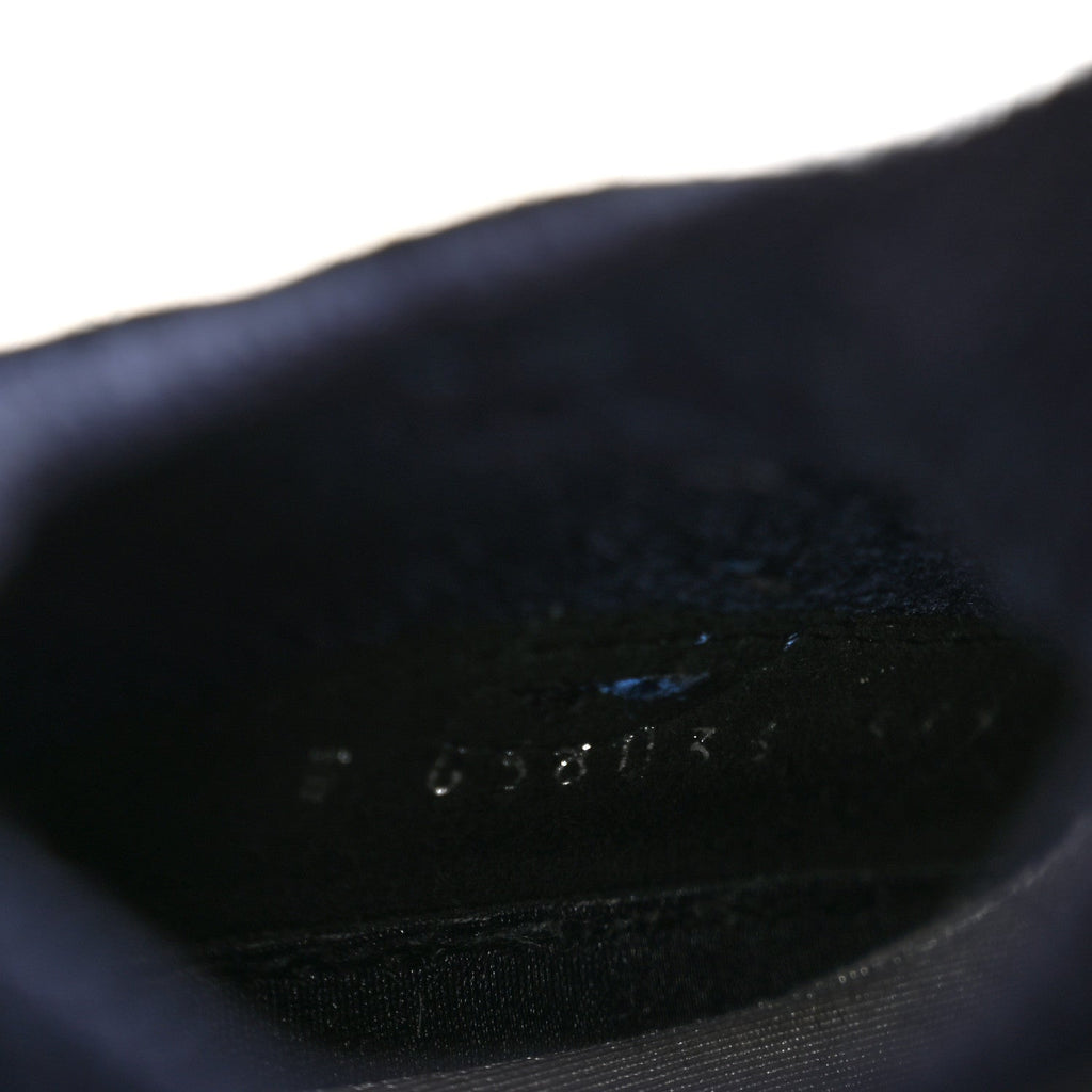 Knit Fabric Suede Calfskin Womens CC Sneakers 37.5 Navy Black