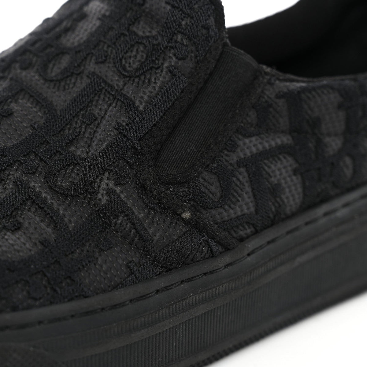 Shiny Technical Fabric Oblique Embroidered Womens Solar Slip On Sneakers 37.5 Black