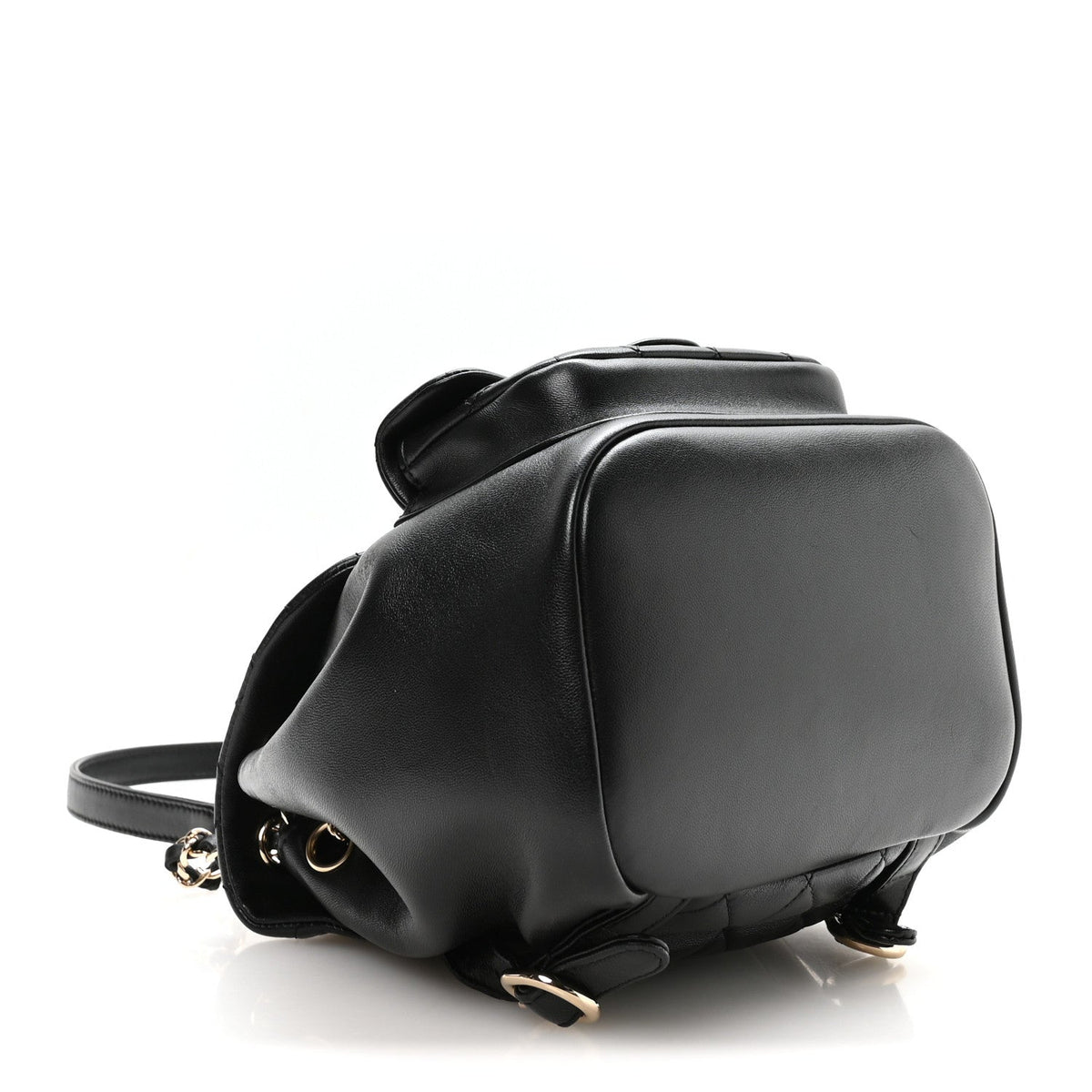 Lambskin Quilted Small Duma Drawstring Backpack Black