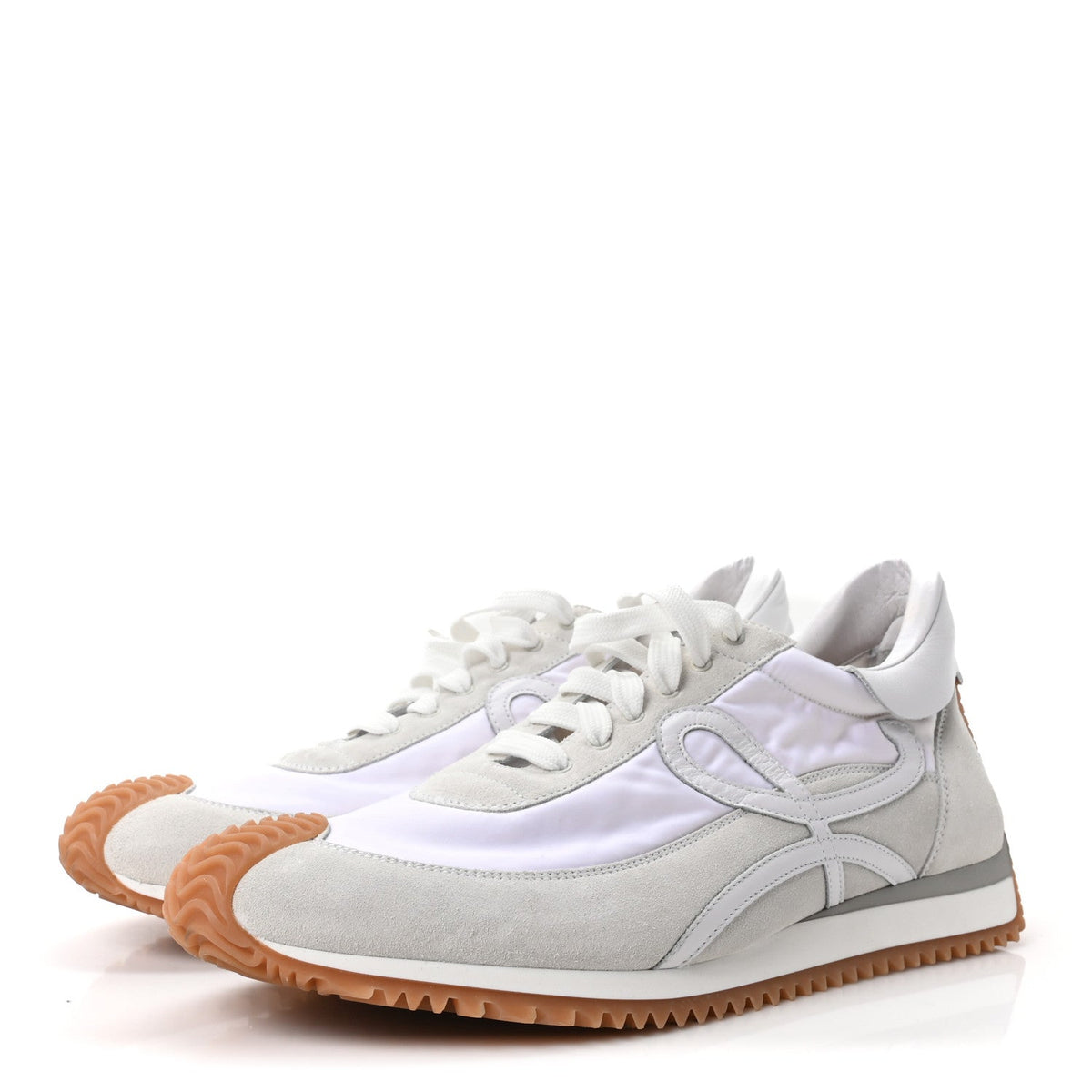 Nylon Suede Mens Flow Retro Runner Sneakers 45 White