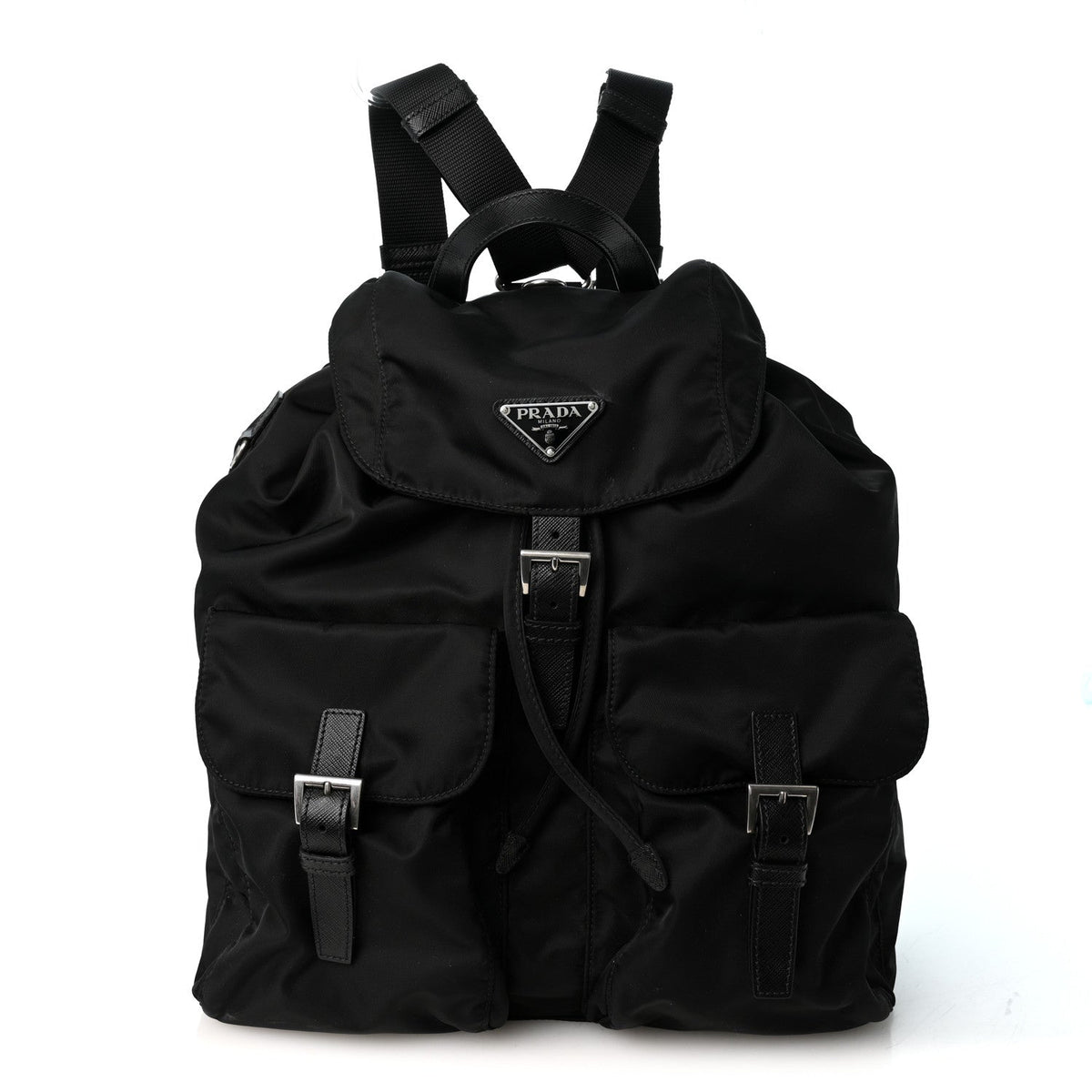 Re-Nylon Saffiano Medium Backpack Black