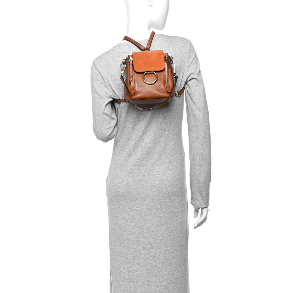 Suede Calfskin Mini Faye Backpack Tan