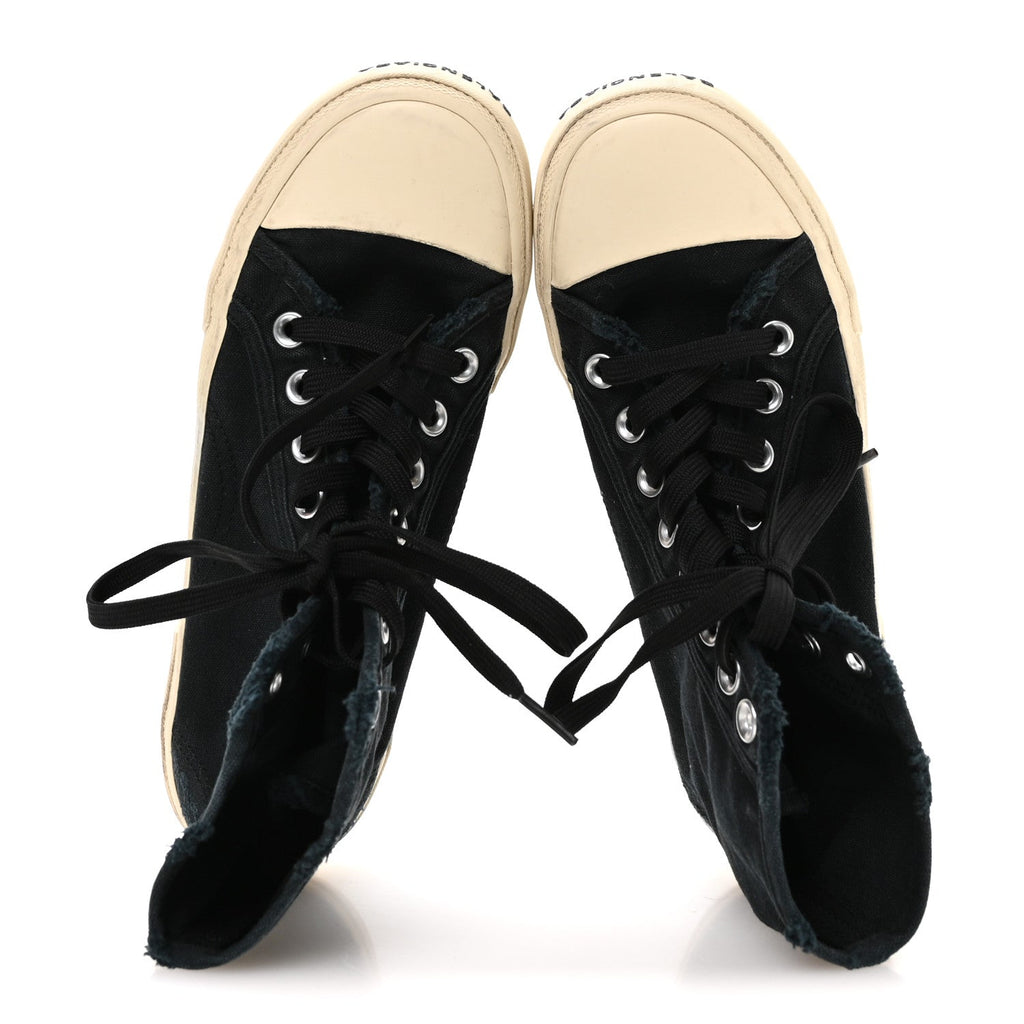 Canvas Distressed Womens Paris High Top Sneakers 38 Black