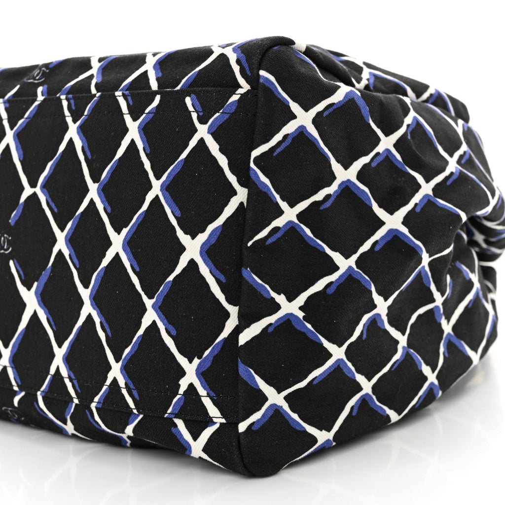 Canvas Printed Airline Drawstring Bag Black Blue