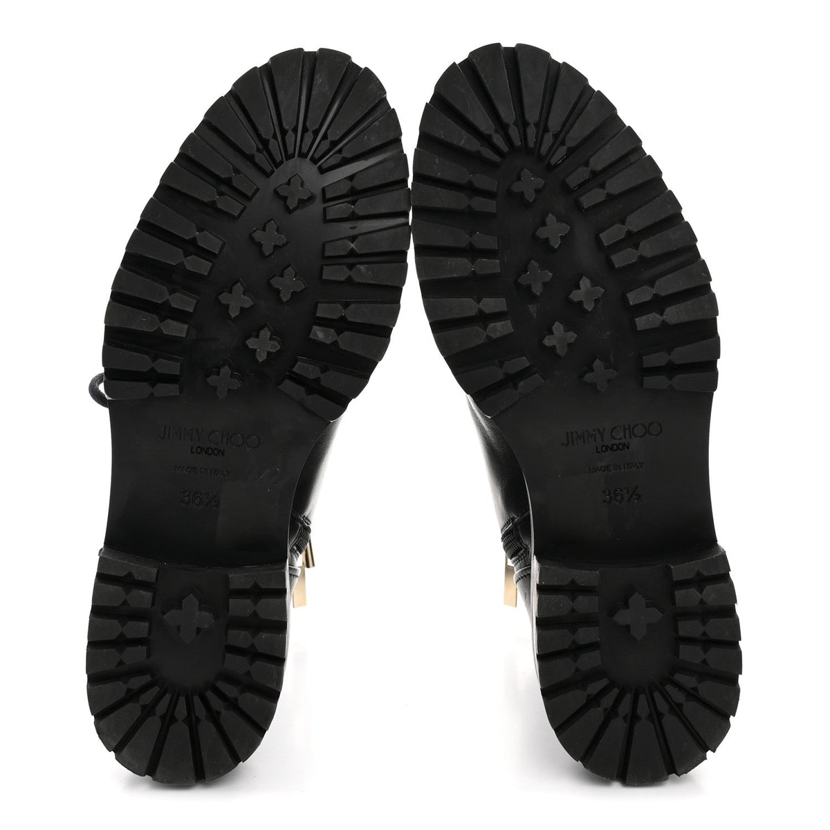Shiny Calfskin Cayo Combat Boots 36.5 Black