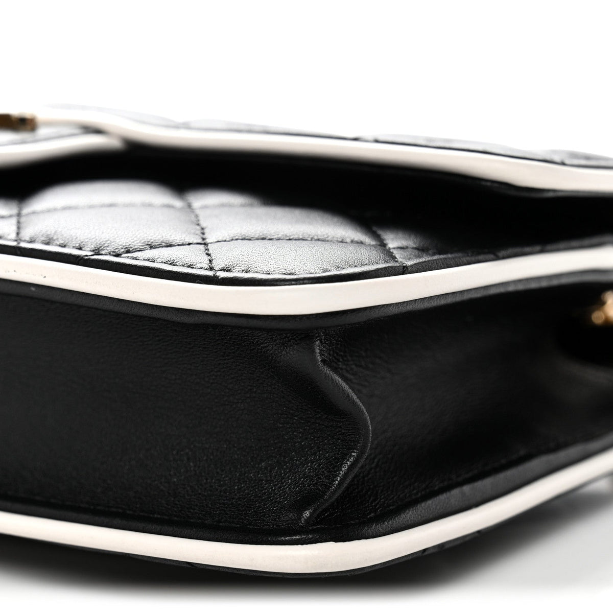 Lambskin Quilted Resin CC Mini Flap Bag Black White