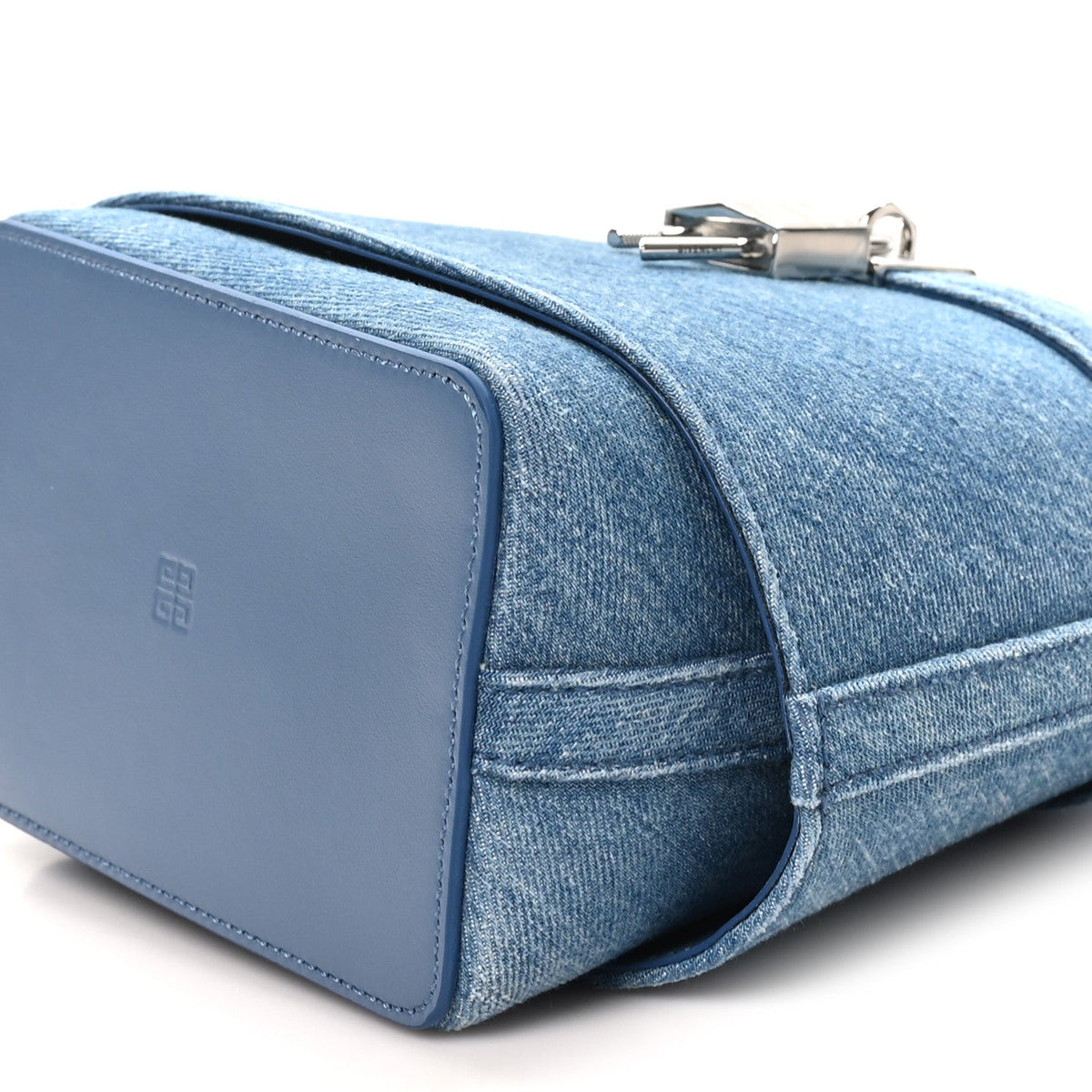 Denim Shark Lock Bucket Bag Medium Blue