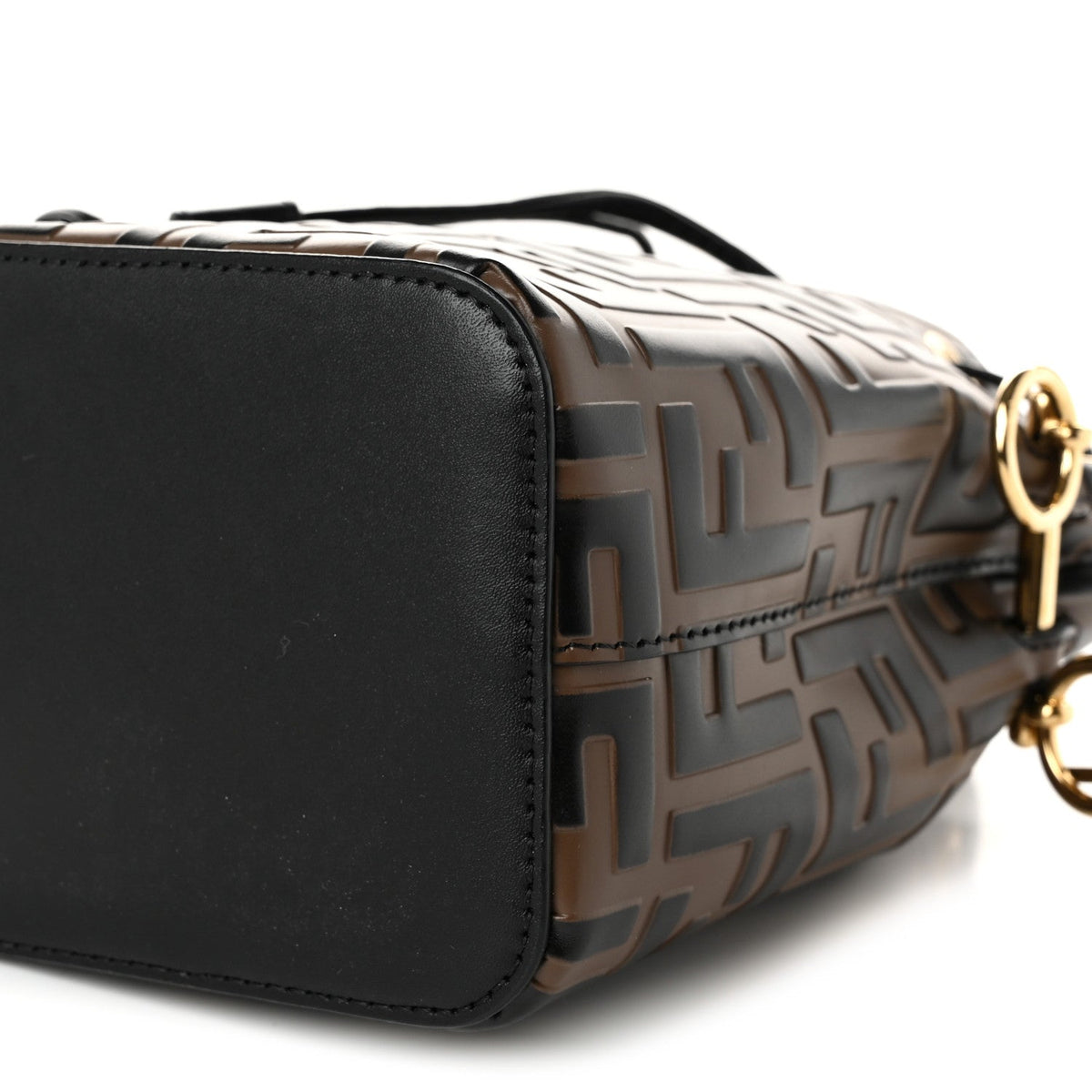 Vitello Liberty F is Fendi Bi-Color FF 1974 Embossed Mini Mon Tresor Bucket Bag Maya Black