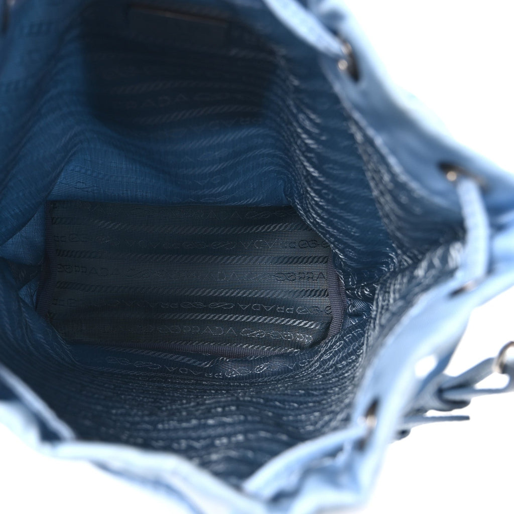 Re-Nylon Saffiano Vela Bucket Wristlet Celeste