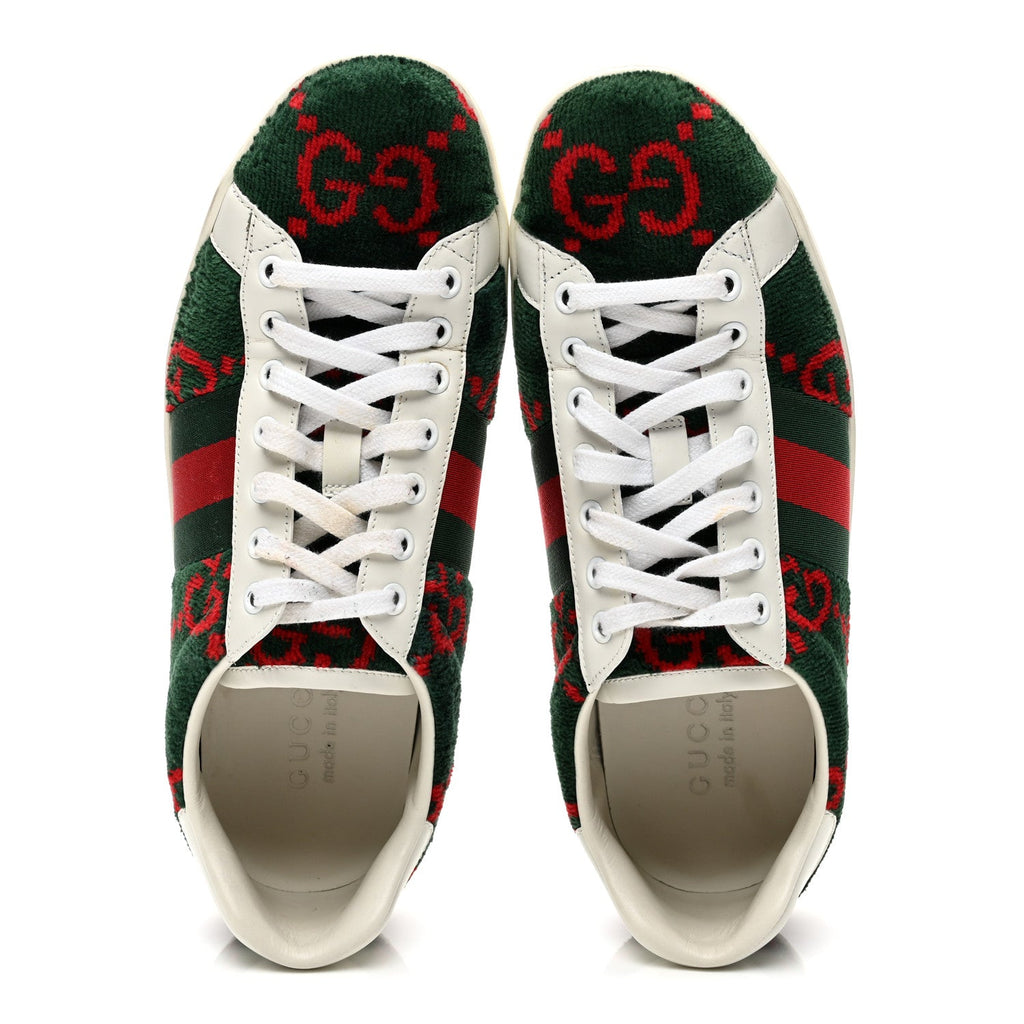 Covered Wool Big GG Monogram Mens Sneakers 8.5 Green Red