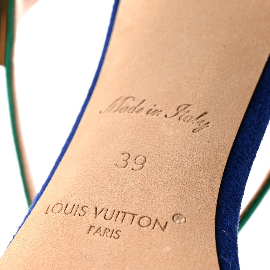Suede Goatskin Blossom Sandals 39 Blue