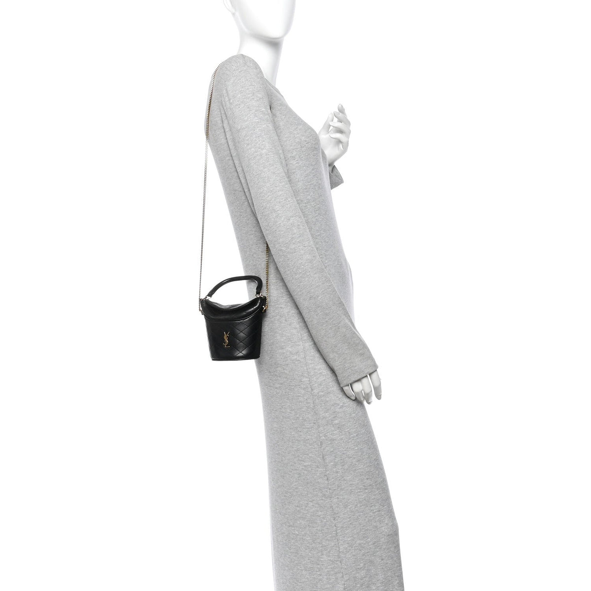 Lambskin Gabby Micro Bucket Bag Black