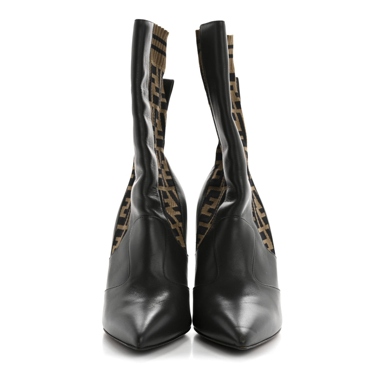 Nappa Microfiber Fabric FF Rockoko 105mm Sock Boots 37 Ebano Tobacco Black