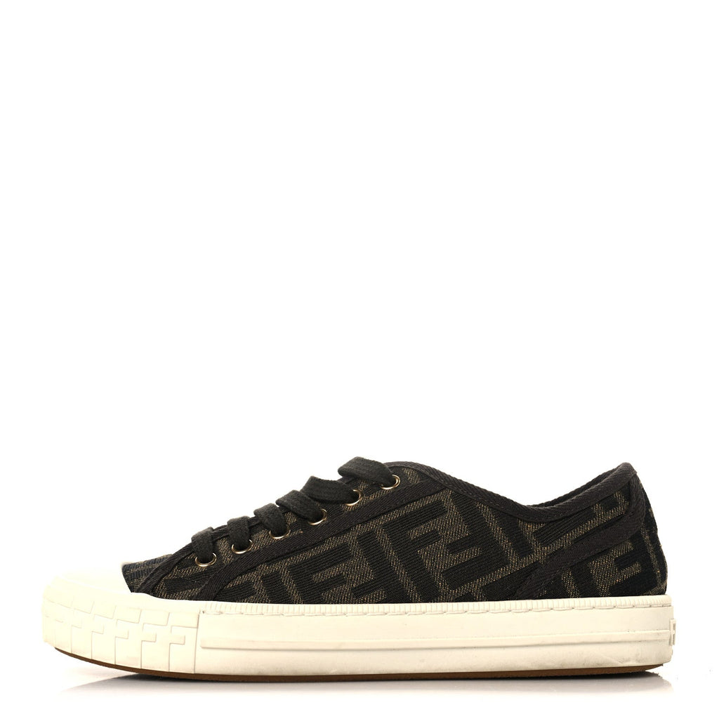 Fabric Jacquard FF Womens Domino Low Top Sneakers 36 Tobacco