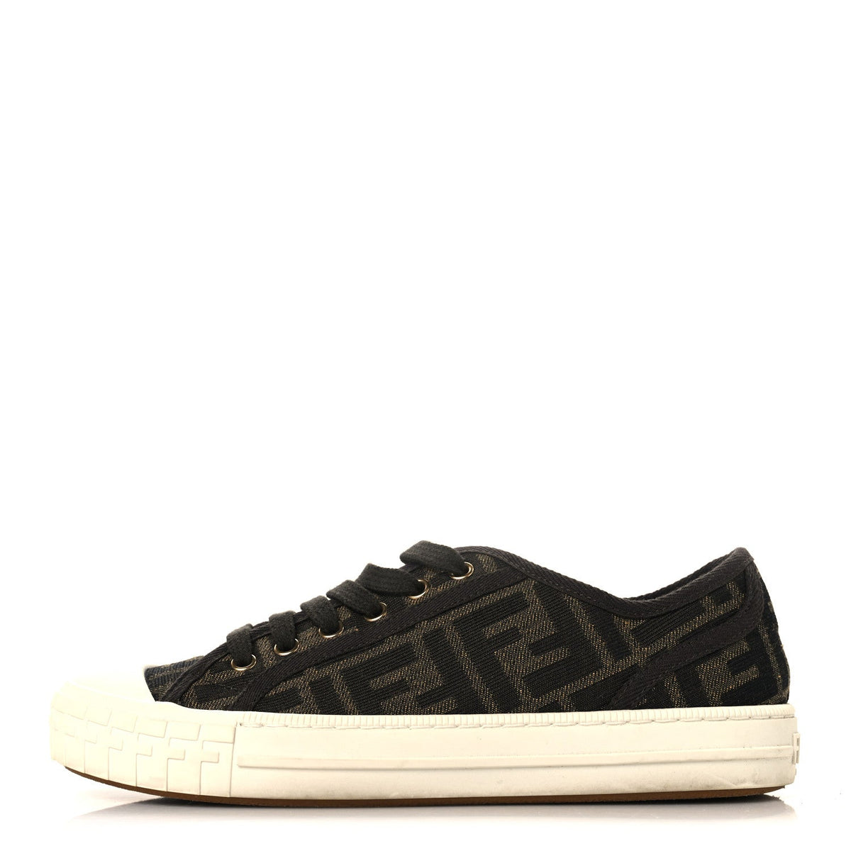 Fabric Jacquard FF Womens Domino Low Top Sneakers 36 Tobacco